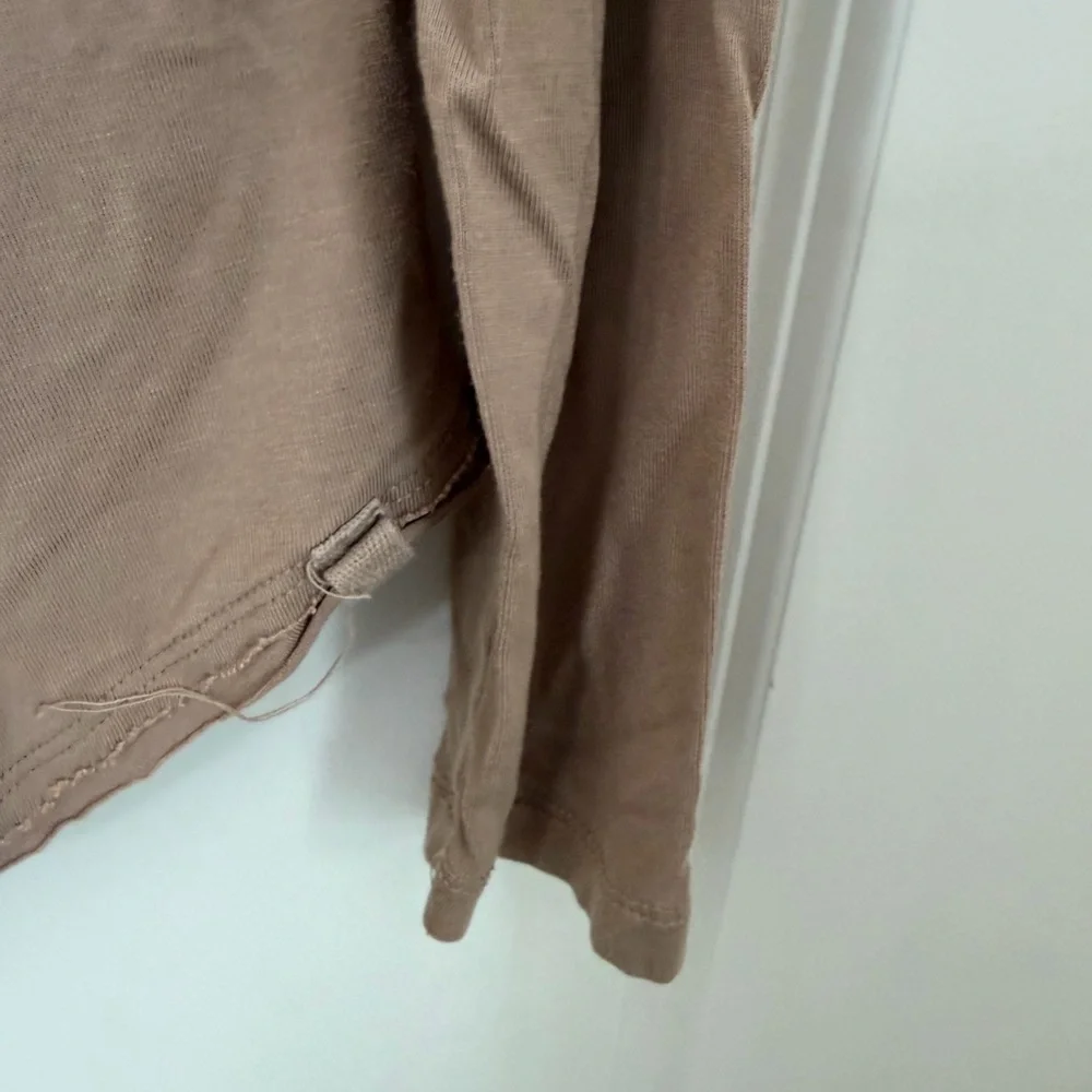 Free People Long Sleeve Vneck Top Large Tan - Picture 3 of 7